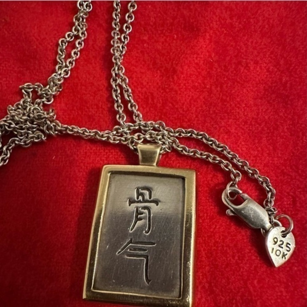 Me & Ro Bone and Spirit Pendant Necklace 10k gold and sterling silver 925 Rare!